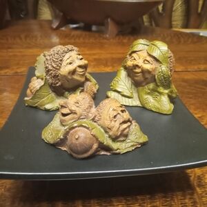 Vintage Thomas Clark Acorn Nut Head Gnomes Set Of 3